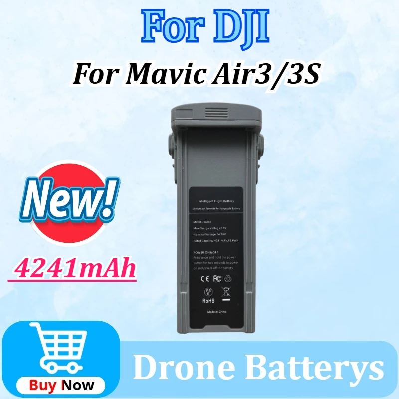 

For DJI Mavic Air3/3S 14.76V 4241mAh 62.5Wh Upgraded Intelligent Flight Long-lasting Drone Battery Brand New 0 Cycle Battery