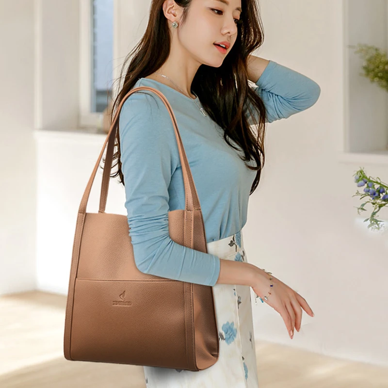 Simplicity Women Large Capacity Handbags 2024 Luxury Designer Casual Lides Shoulder Bags Sac A Main Ladies Soft Leather Tote Bag