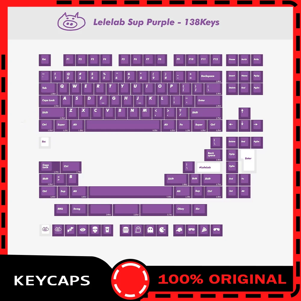 

Lelelab SupSup ABS прозрачные колпачки для клавиш фиолетовый, красный, белый, 138, 139 клавиш, колпачки для индивидуальной механической клавиатуры с возможностью горячей замены, подарки для ПК