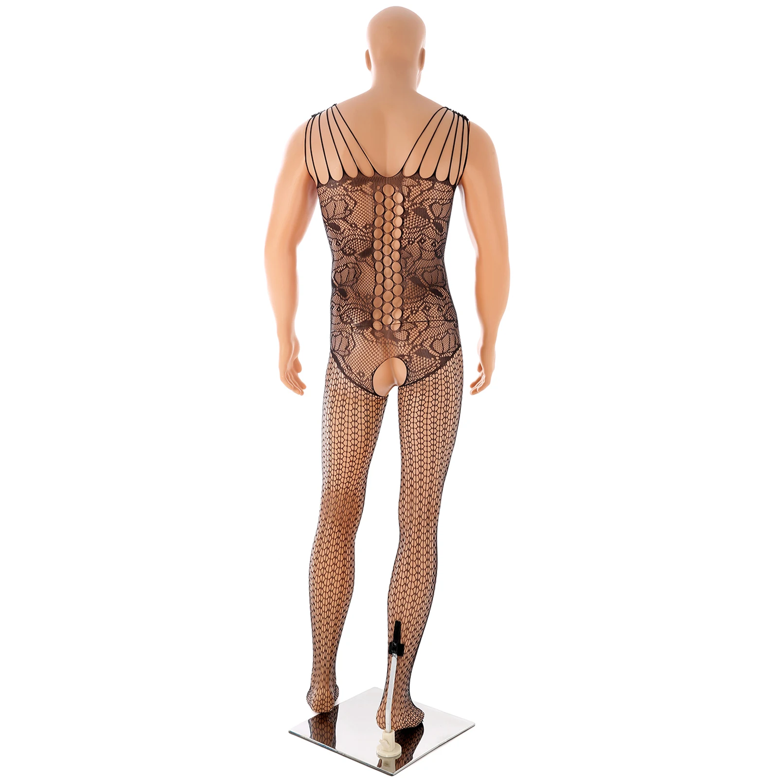 CLEVER-MENMODE جوارب طويلة شبكية جوارب جمبسوت من الدانتيل شبكة الملابس الداخلية مثير السباغيتي كروسدرينج الوثن المثيرة شفافة #6