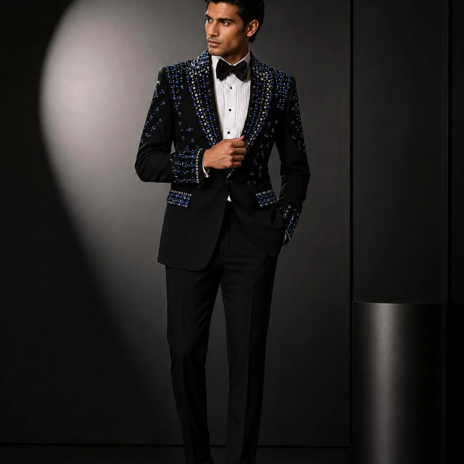 Men'S Grooming For Wedding - 高級メンズスーツ2ピースレギュラーフィットカスタムタキシード高品質花柄刺繍スリムフィットスーツ結婚式新郎ビジネスプロ仕様