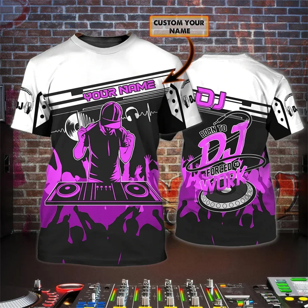 DJ Rock Music T-shirt For Men Leisure O-neck Short Sleeve Tees Fashion Hip Hop Harajuku Oversized T shirt Customizable Clothing