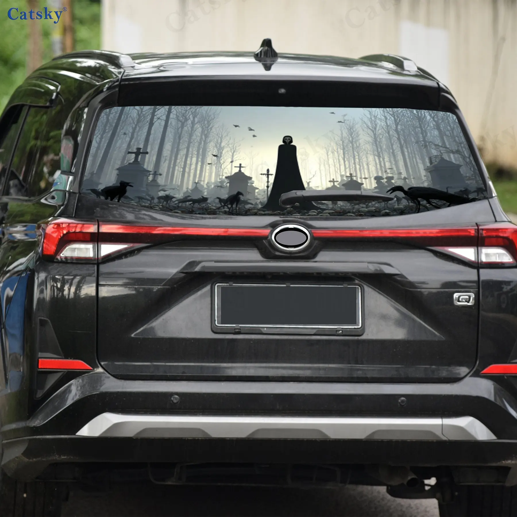 ظلال هيكل القبرة مادة PVC ملصق نافذة السيارة الخلفي المقاوم للماء ذاتي اللصق، سهل اللصق دون السقوط، وات #4