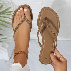 Summer Women Flip Flops Comfortable Shoes Flat Casual Beach Shoes Home Bedroom Slides Zapatos Big Size 37-42