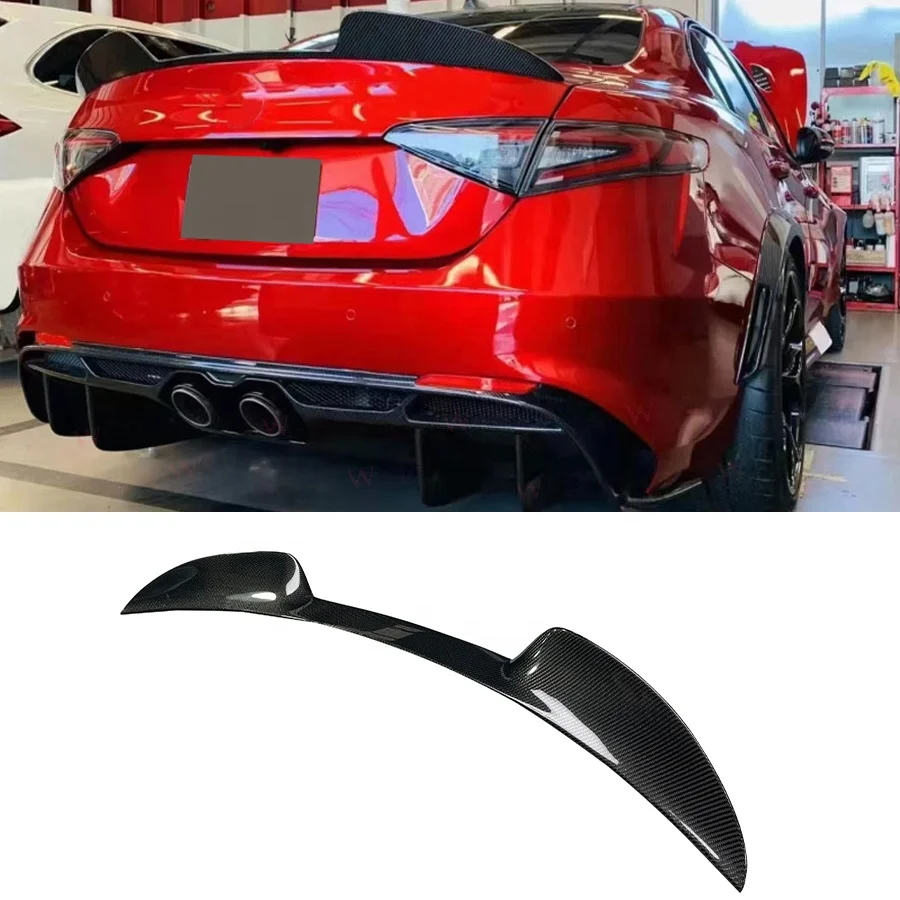 GTA Style Real Carbon Fiber Trunk Spoiler For Alfa Romeo Giulia Rear Duck Wing bodykit 2017+