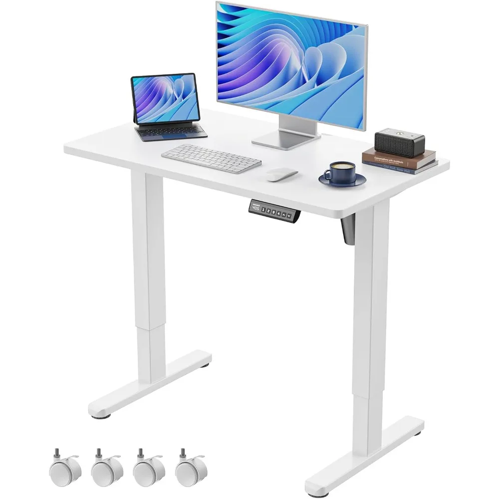 

Electric Small Standing Desk, 35 x 20 Whole Piece Desktop, Adjustable Height Computer Desk, 4 Height Memory Settings, Sit