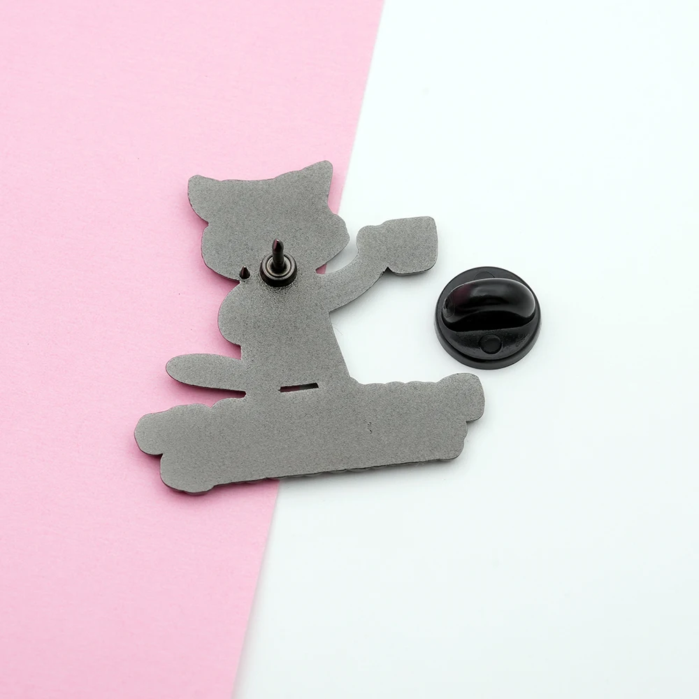 First I Drink The Coffee Then I Do The Things Enamel Brooch Cute Cat Cartoon Pattern Art Cool Kitten Funny Meme Brooch Accessori