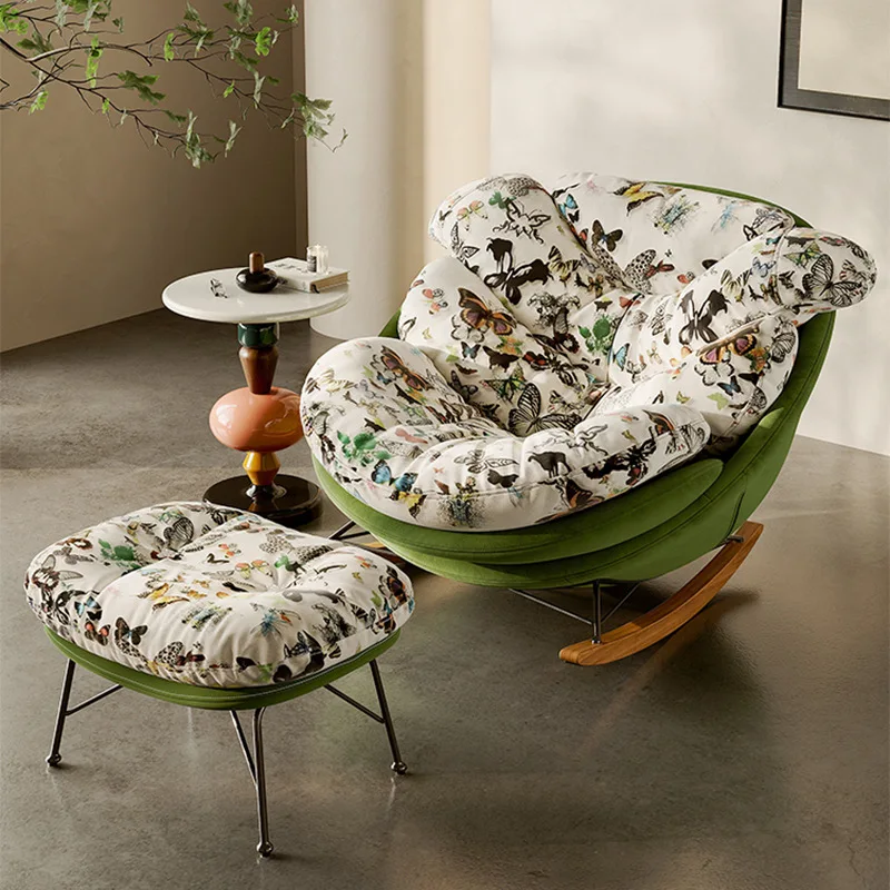 Customizable Italian Simple Rocking Chair Butterfly Rocking Chair Lazy Sofa Chair Single Home Living Room