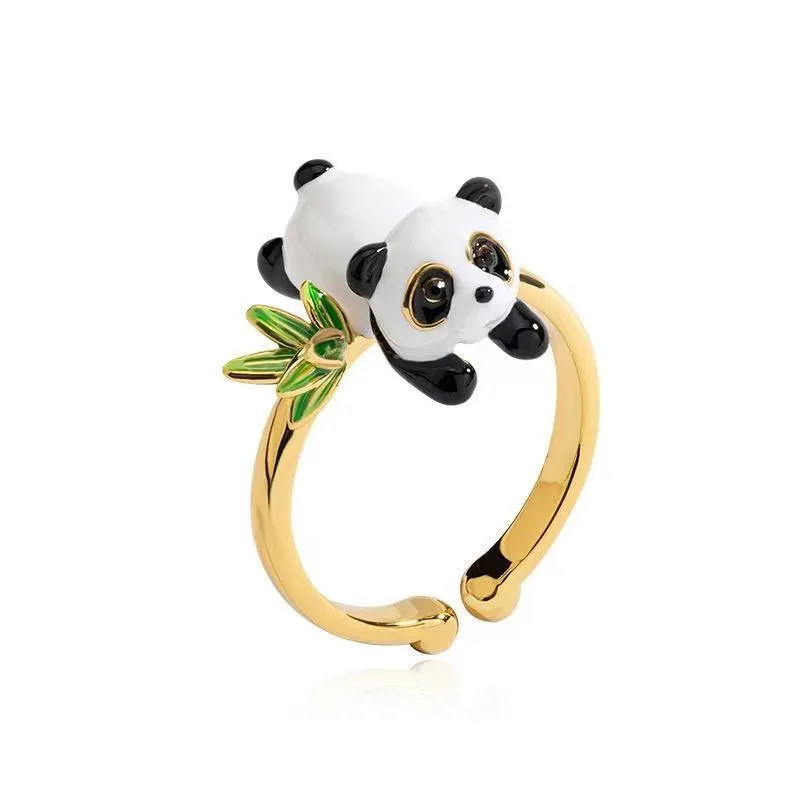 

Miniso popular Chinese panda adjustable ring Xiangxiang Fubao jewelry accessories cute fashion simple accessories souvenir gifts