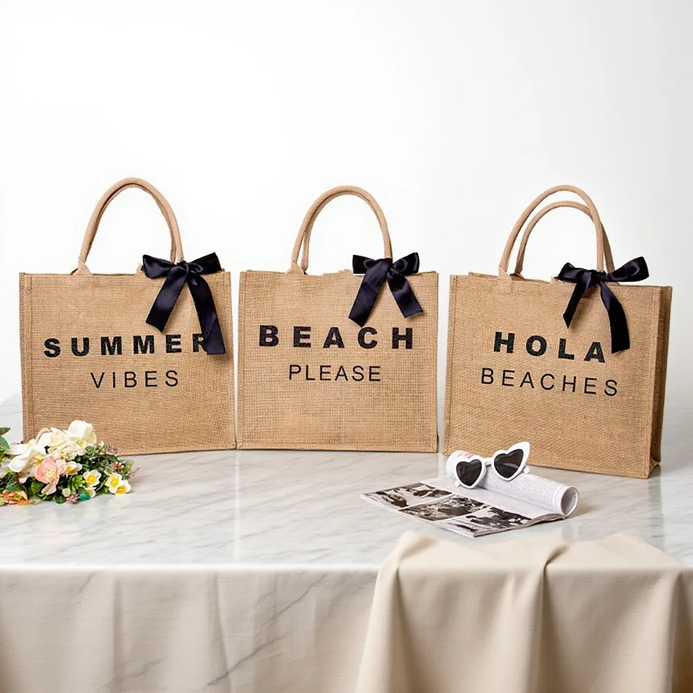 

Beach Bag Summer Beach Burlap Tote Bridesmaids Bride To Be Bridal Shower Wedding Bachelorette Party Wedding Guests Gift Proposal