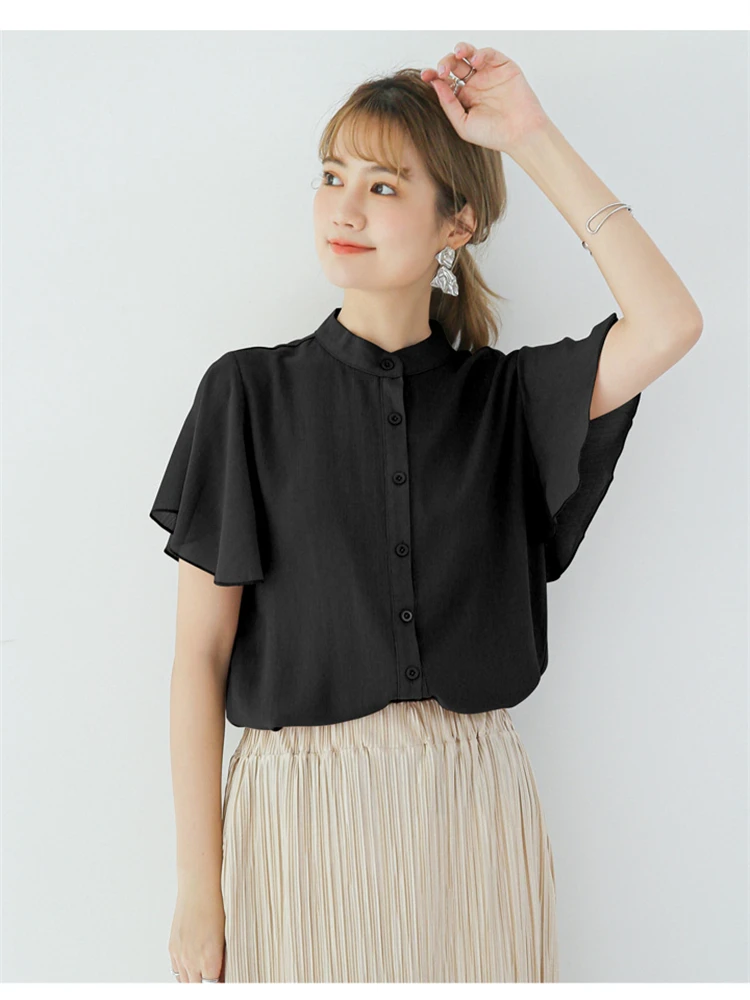 New Summer Vintage Solid Female Oversize Tops Womens Shirt Short Sleeve Girls Blouse Summer New Women Blouses Femme Blusas