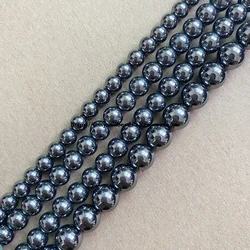 Genuine Natural AA Quality Dark Silver Color Terahertz Stone Round Loose Beads 4 6 8 10mm Pick Size For Jewelry Making DIY