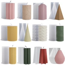 Cylinder Silicone Candle Mold DIY Stripe Candles Dinner Ornament Making Plaster Epoxy Resin Molds Home Decor Handmade Gifts