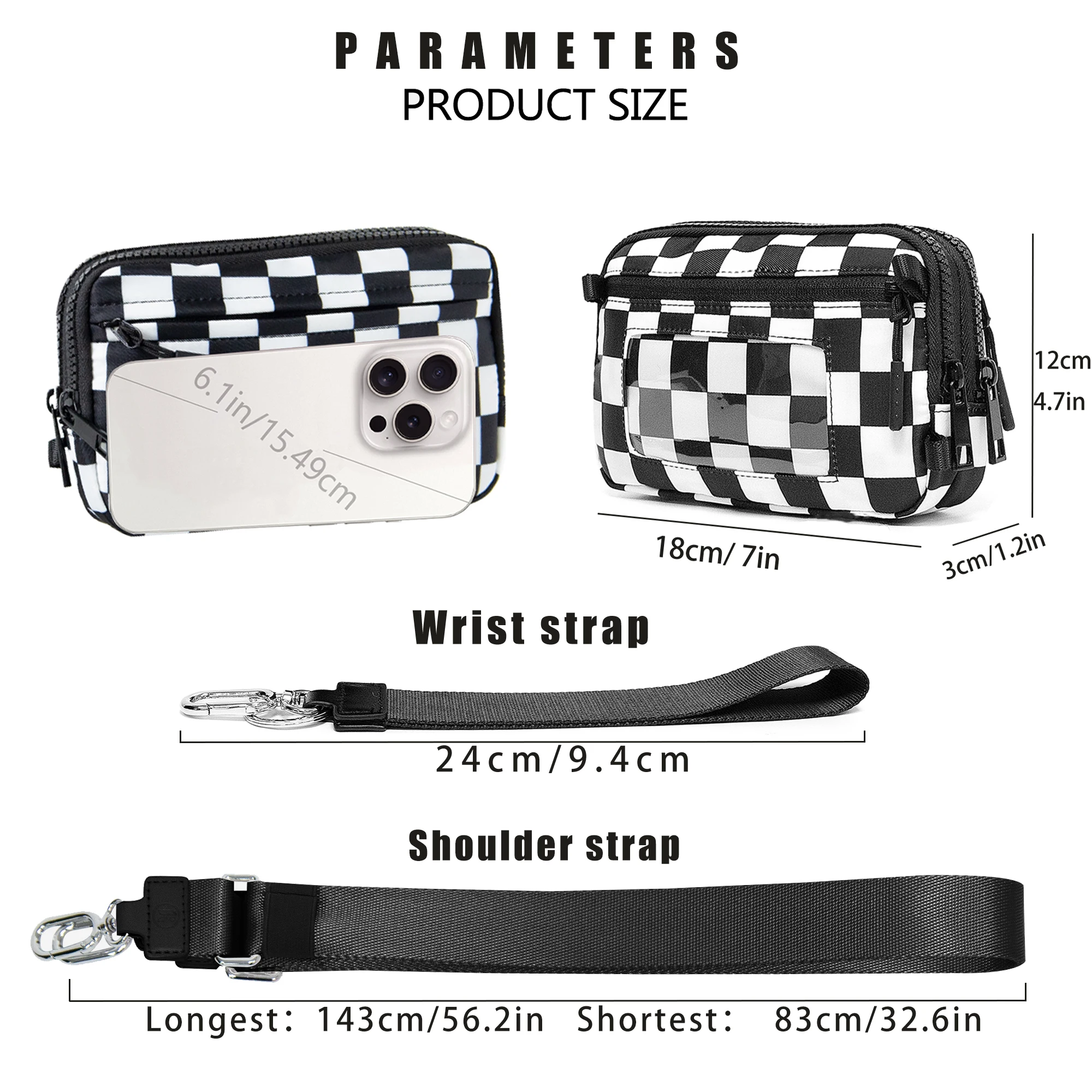 Small Crossbody Bags for Women Men Cellphone Belt Bag Purse Fanny Pack with Adjustable Strap Black Sling Bag for Festival Gifts