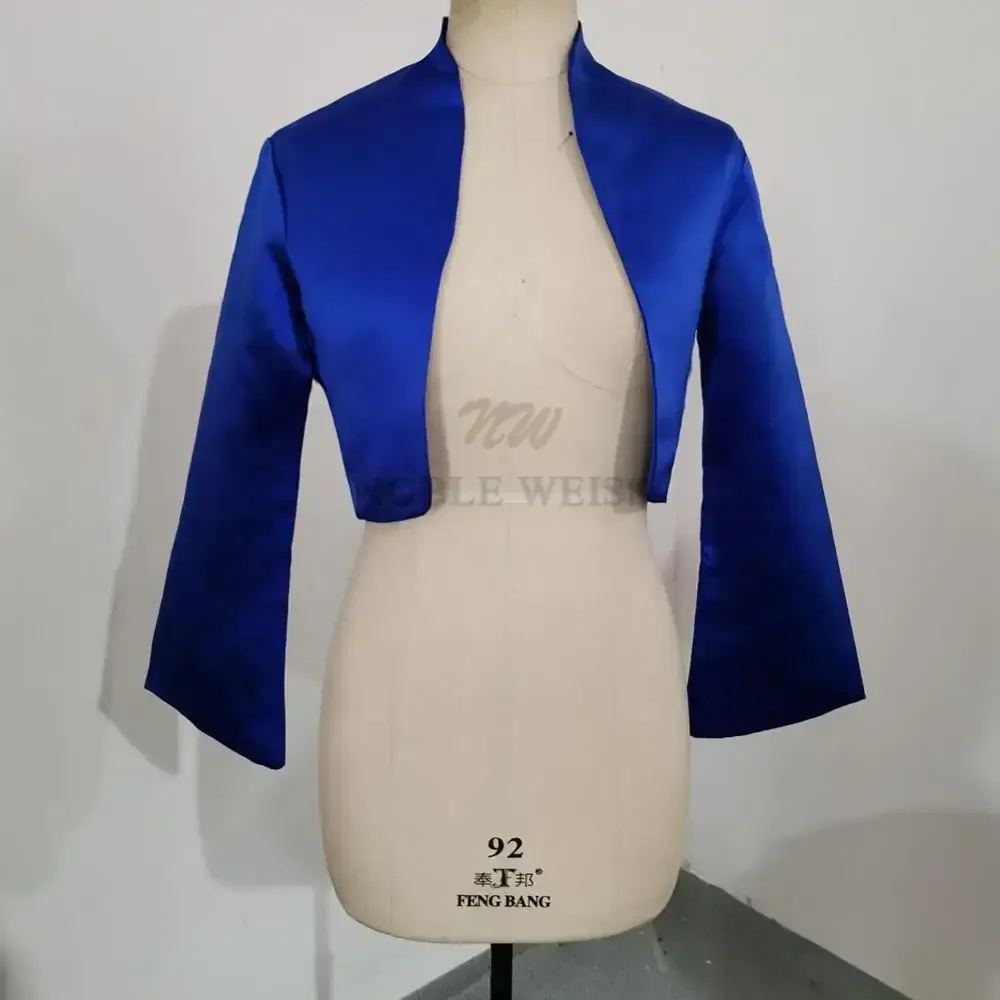 Long Sleeve Formal  Wedding Bolero Satin Bridal Jacket Good Quality  Wholesale Wedding Coat Customized