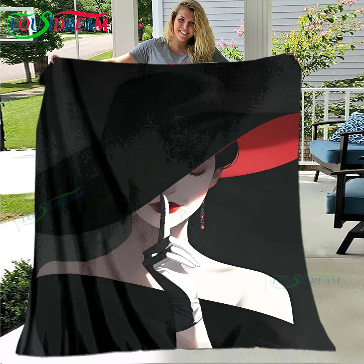 Fashion New Woman-Sexy Pattern Blanket Flannel Thin Blanket Portable Home Travel Office Lunch Break Blanket Birthday Gift