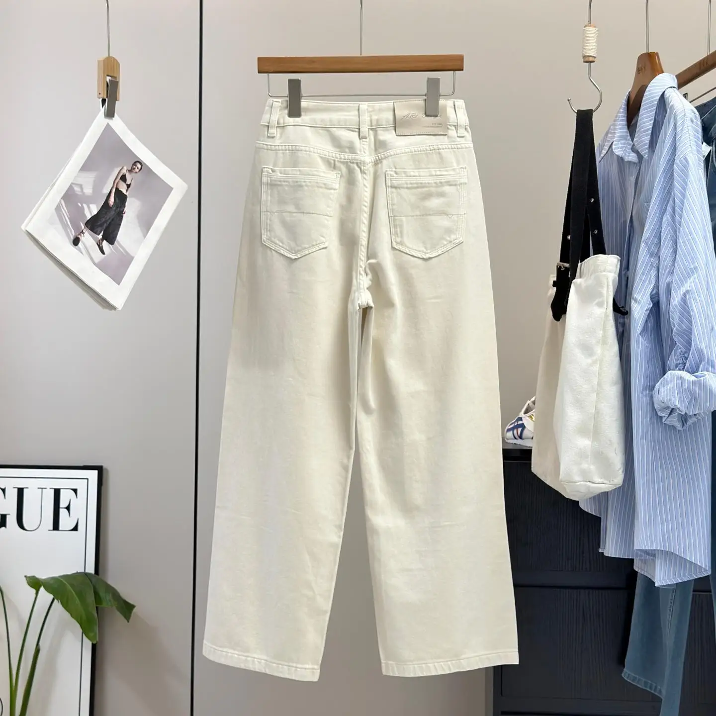 Treasure Gods Pants! Vintage Comfortable Soft Breathable 100 Cotton Slimming Wide Leg Jeans Nine Points Women's Jeans