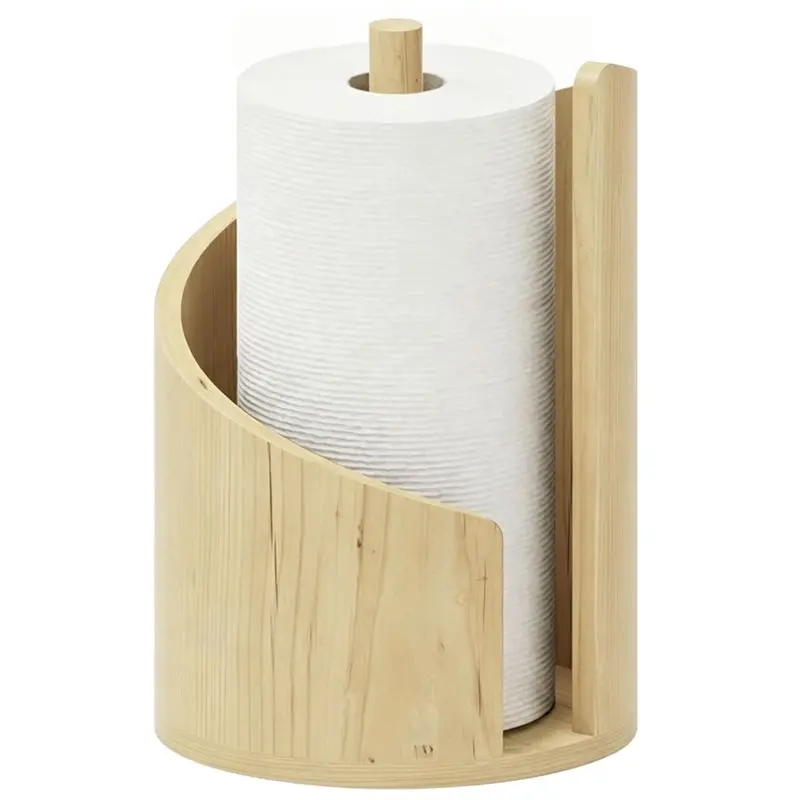 ABMH-Wooden Desktop Paper Towel Holder Decorative Tissue Roll Organizer Desktop Paper Towel Holder Wooden Tissue Holder