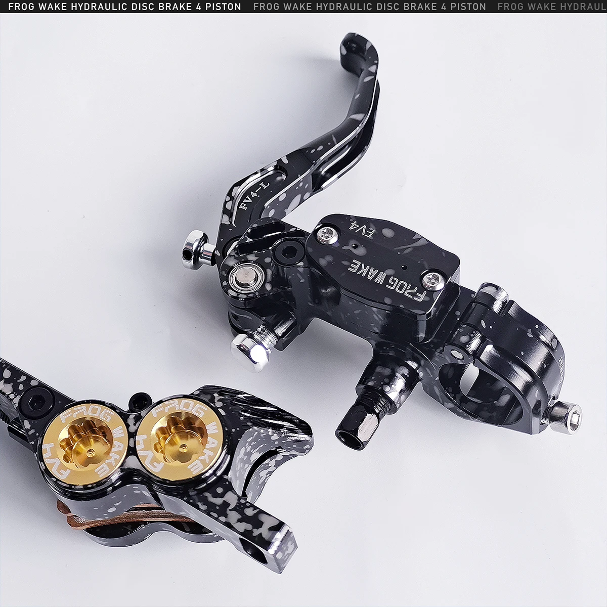 Frog Wake FV4-L Mountainbike-Hydraulik-Scheibenbremsen-Set mit 180 mm Rotoren, Aluminium, 4 Kolben, Öldruck-Bremssättel, Radialhebel – Detail 10