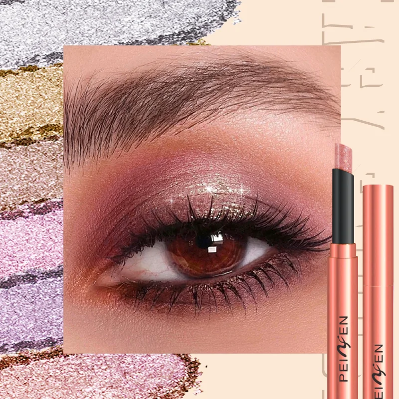 6-kolorowy metaliczny cień do powiek w sztyfcie, wodoodporny, perłowy, brokatowy cień do powiek, fluorescencyjny pisak do makijażu