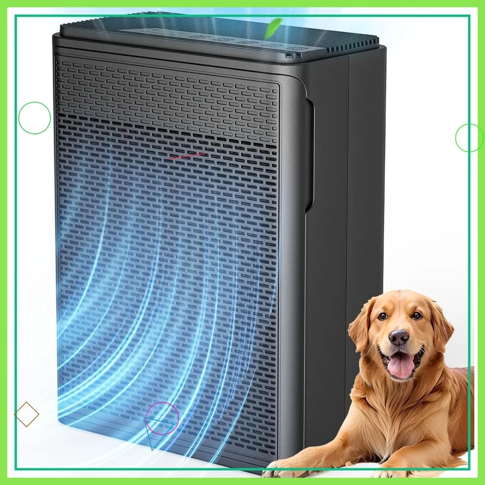 

Home Air Purifier for Pets, H13 HEPA Filter, Covers 1500 Sq Ft, Quiet 22dB, Washable Pre-Filter