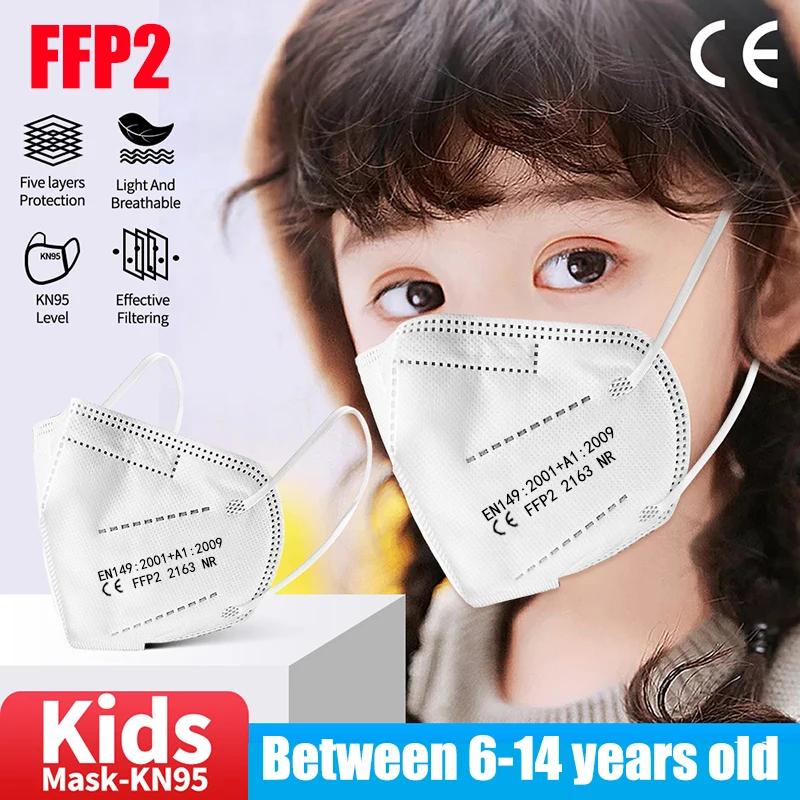 10-200PCS Kids mascarillas fpp2 Child KN95 CE Certified FFP2 face mask mascarilla kn95 5Layers Non-wove ffp2 mask kn95 reusable