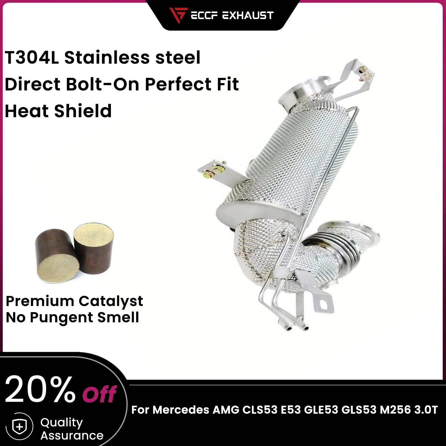 

ECCF Sports Downpipe For Mercedes AMG CLS53 E53 GLE53 GLS53 M256 3.0T Aggressive Exhaust Sound High Flow Performance Upgrade