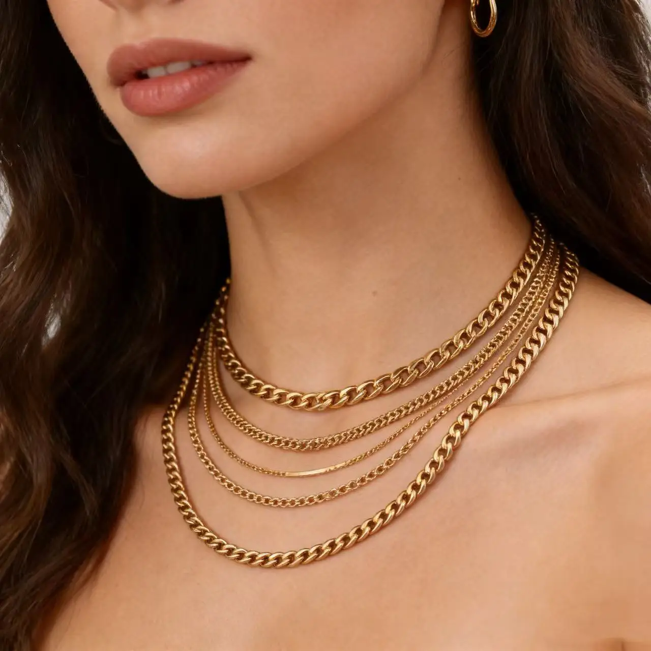 3/5/7/9MM Stainless Steel Cuban Link Chain Necklace For Women Men Neck Waterproof Jewelry Accessories