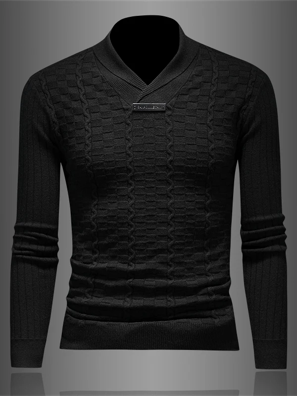 

Cross-Ne Long Sve Knitted Wool Sweater for Men Trendy Brand Embroidery Inner Wear Knit Base irt Autumn Winter