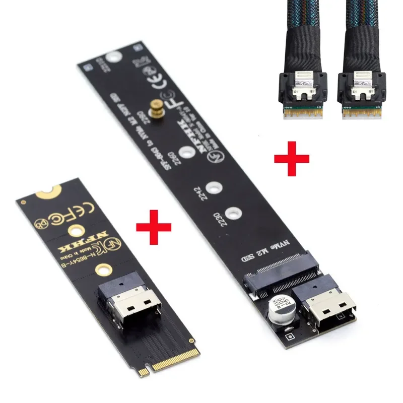 for NVME PCI-E Slim SAS SFF-8654 4I Extension Data Cable NVME M-key Male to Female Extension Card 12Gbps Hard Disk Data Cable