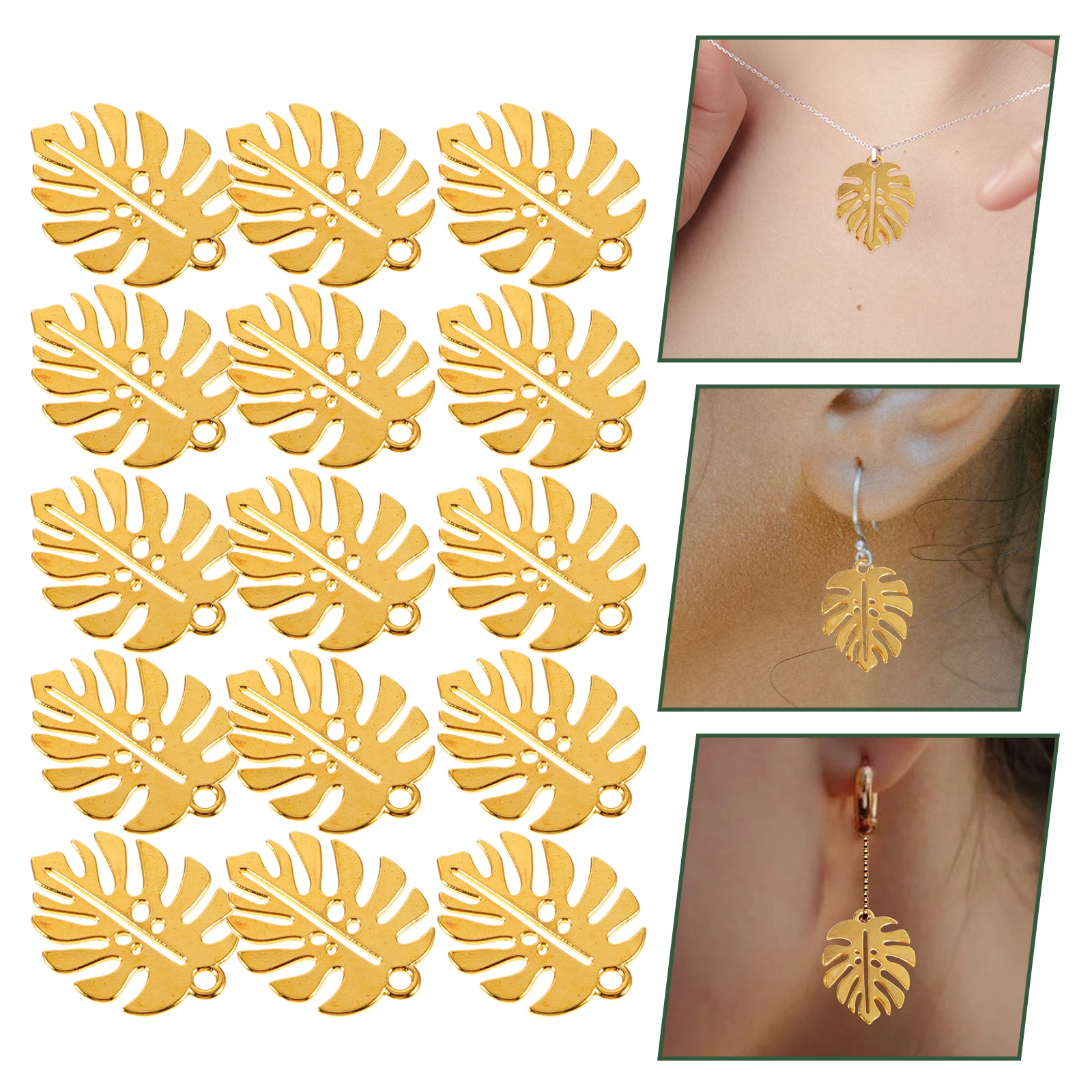 

50pcs Vintage Hollow Leaf Pendants Diy Jewelry Making Charms Alloy Metal Earring Bracelet Necklace Craft Findings Decorative