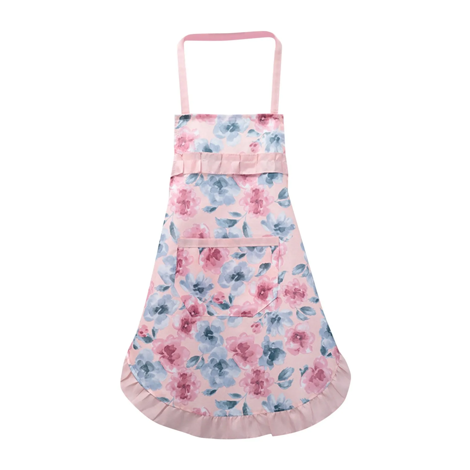 1Pcs Dark Floral Apron Waist Bib Women Aprons Vintage Plant Home Cooking Tool Fashion Kitchen Flower Child Waterproof Apron 2025