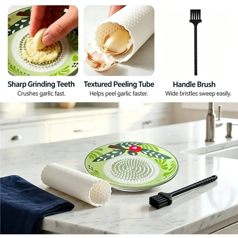 ABMR-Garlic Grater Plate 4-Pc Set Handcrafted , 4.72