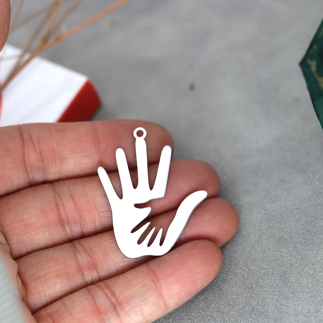3pcs Gypsy Hand Charms for Jewelry Making Stainless Steel Pendant DIY Craft Earrings Necklace Handmade Findings Accessories Bulk
