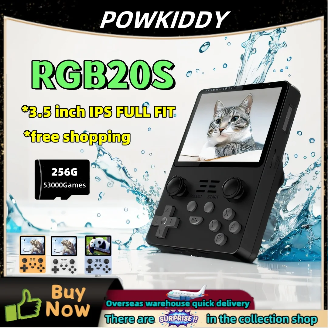 

POWKIDDY RGB20S Handheld Game Console 3.5-Inch 4:3 IPS Screen Retro Open Source System RK3326 Dual Card 256G Children's Gifts