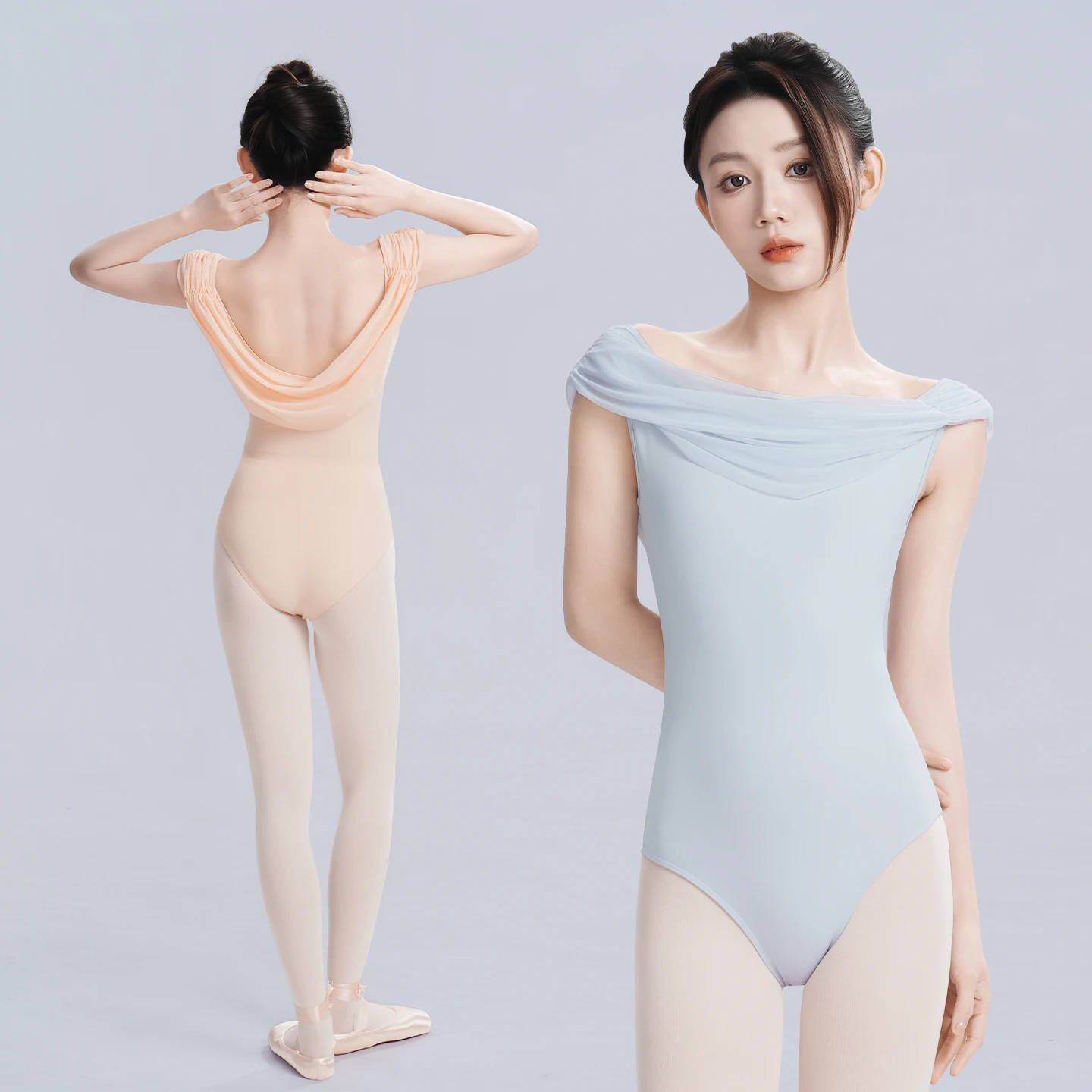 バレエボディスーツ大人用新しい女性バレエレオタード大人用フレアフロントフル体操バレリーナ半袖レオタード水着