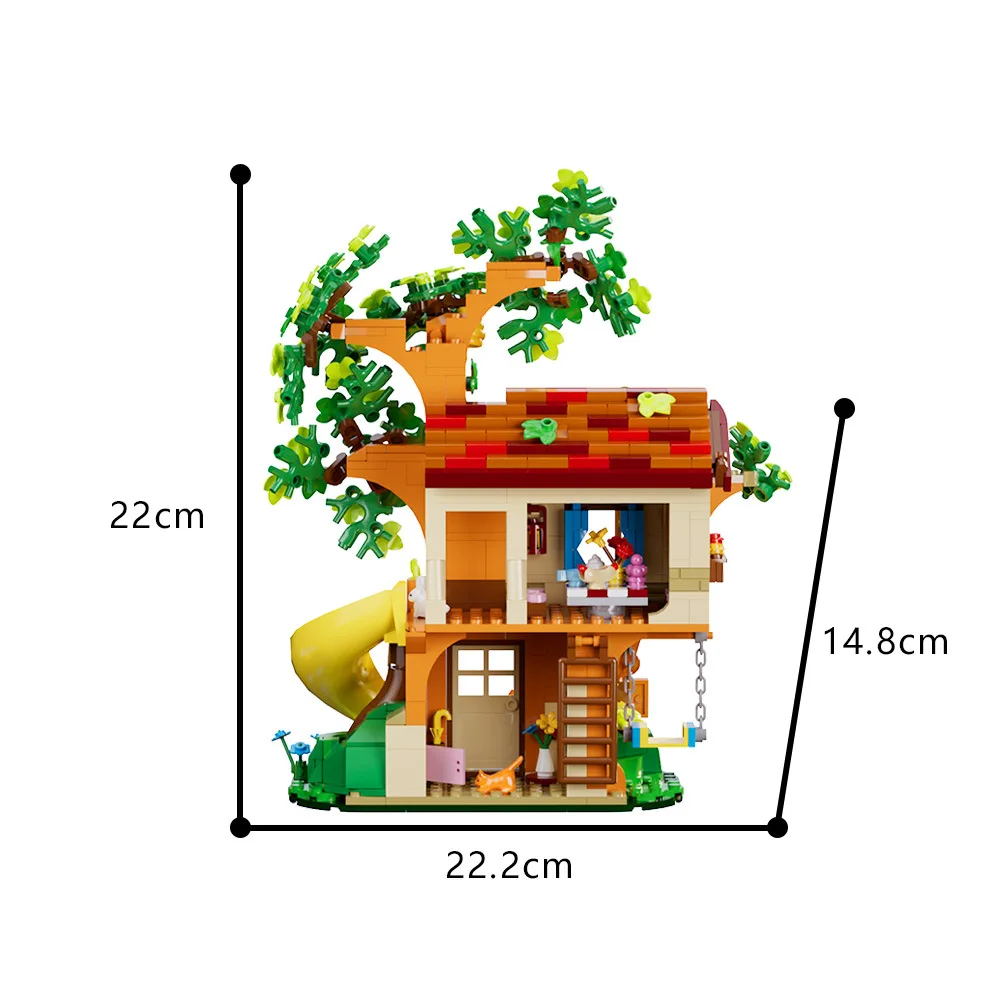 Maison dans les arbres forestière, série créative, modèle de blocs de construction, particules faites à la main, assemblage éducatif pour enfants, jouets