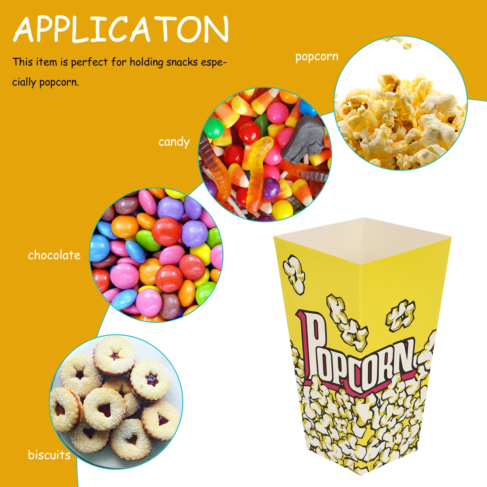 

100 Pcs Paper Bag Popcorn Box Boxes for Party Snack Containers Movie Night Yellow Tubs