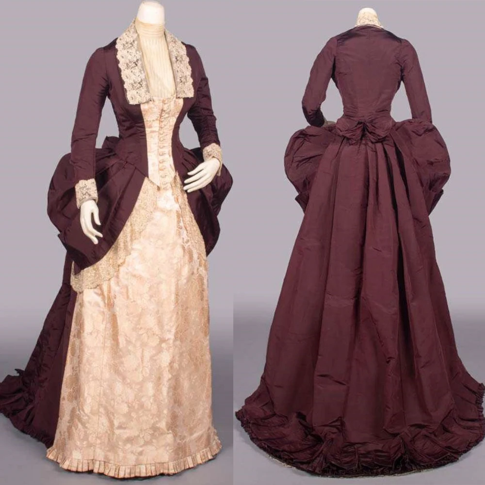 

1880s Duchess Afternoon Dress Victorian Edwardian Rococo Bustle Train Dress Elizabethan Queen Walking Costume Dinner Ball Gown