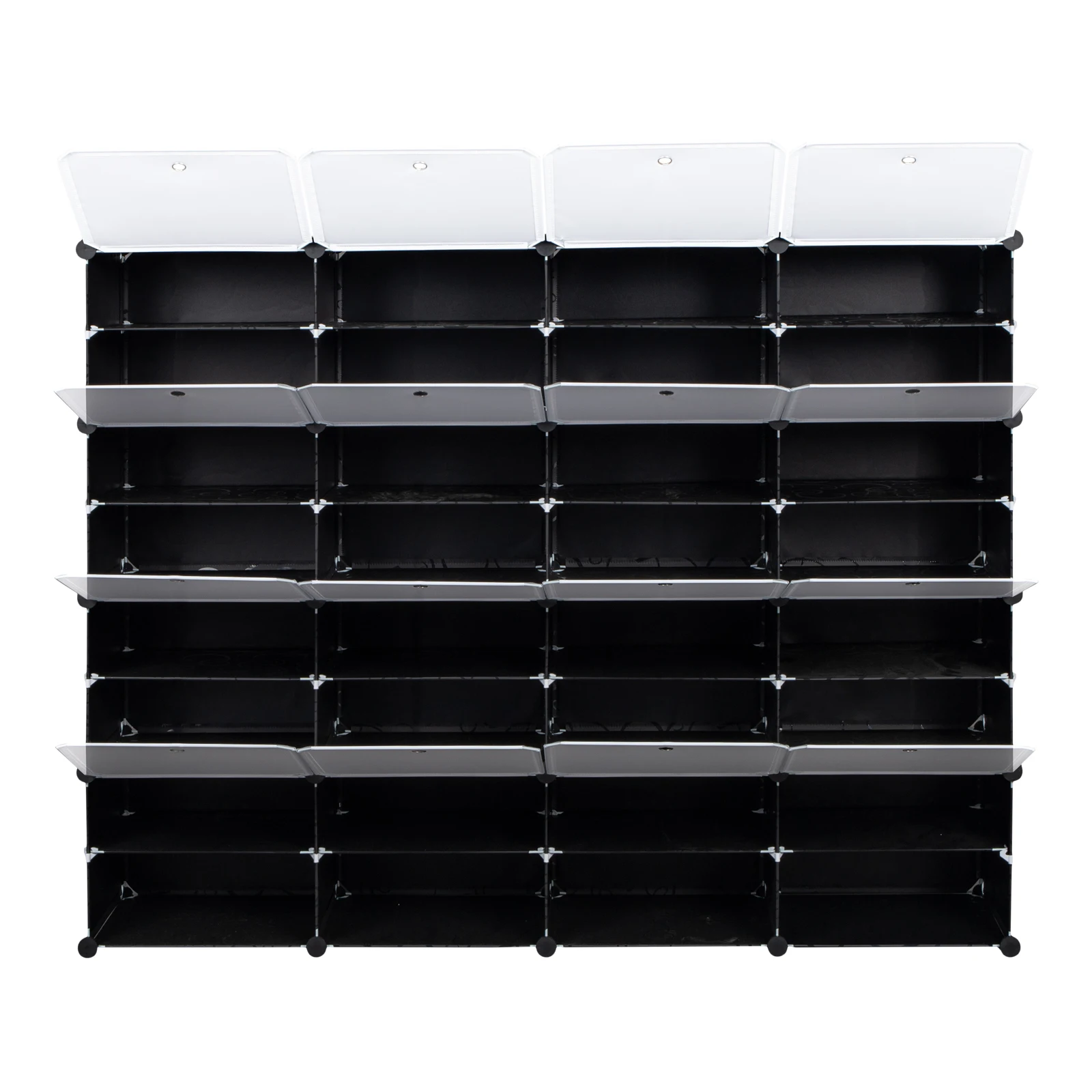 8-Tier Portable 64 Pair Shoe Rack Organizer 32 Grids Tower Shelf Storage Cabinet Stand Expandable for Heels, Boots, Slippers, Bl