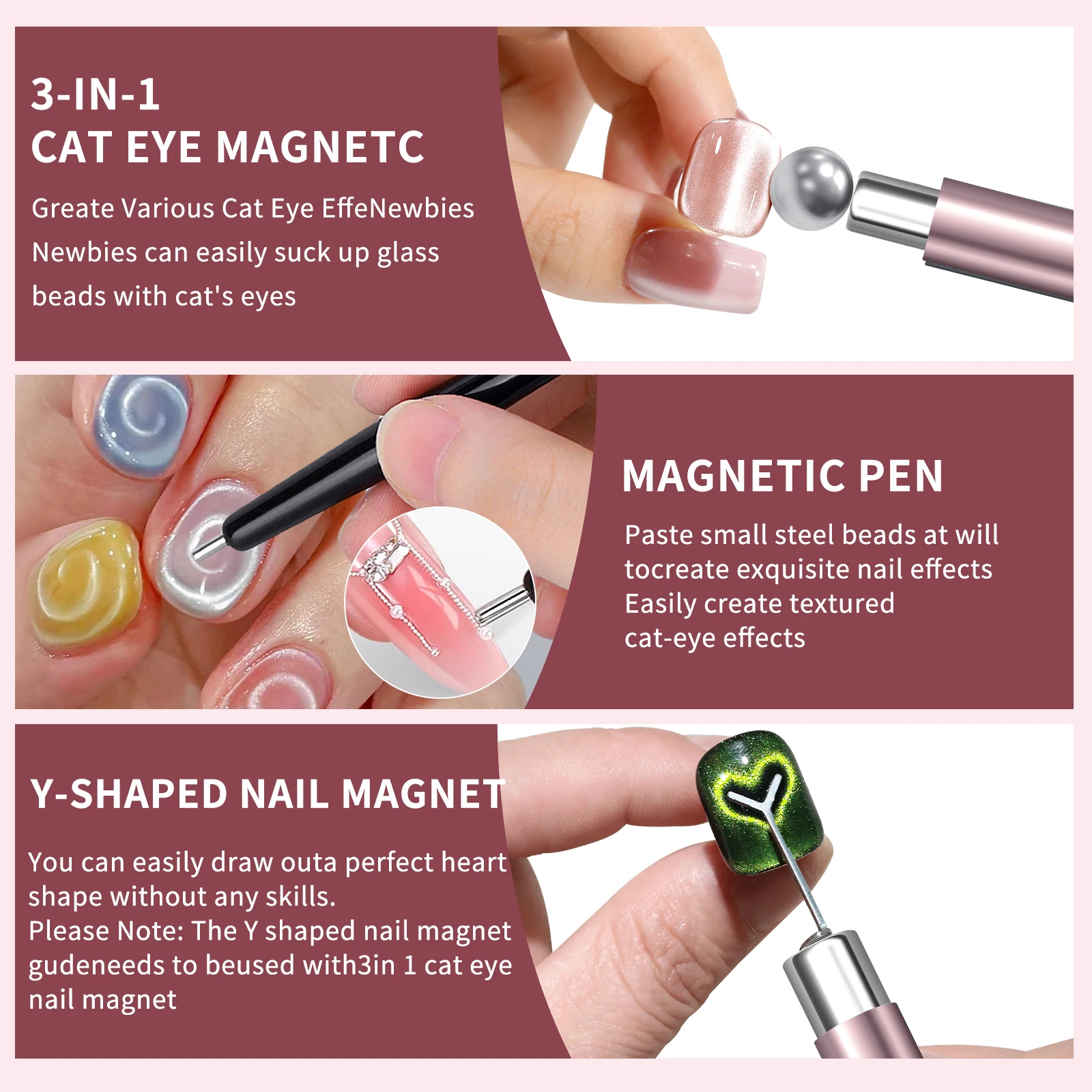4-in-1 Katzenaugen-Nagelmagnet-Set, magnetischer Stift, runder Herz-Magnetstift für Katzenaugen-Gel-Nagellack, DIY-Salon-Nagelkunst-Maniküre-Werkzeuge – Detail 7