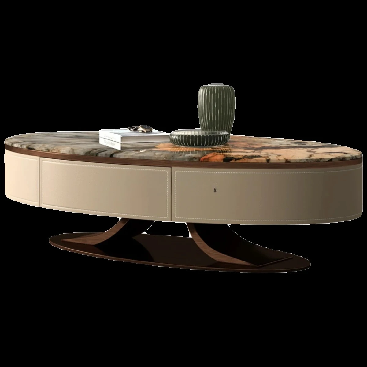 

Light luxury modern oval marble coffee table living room home