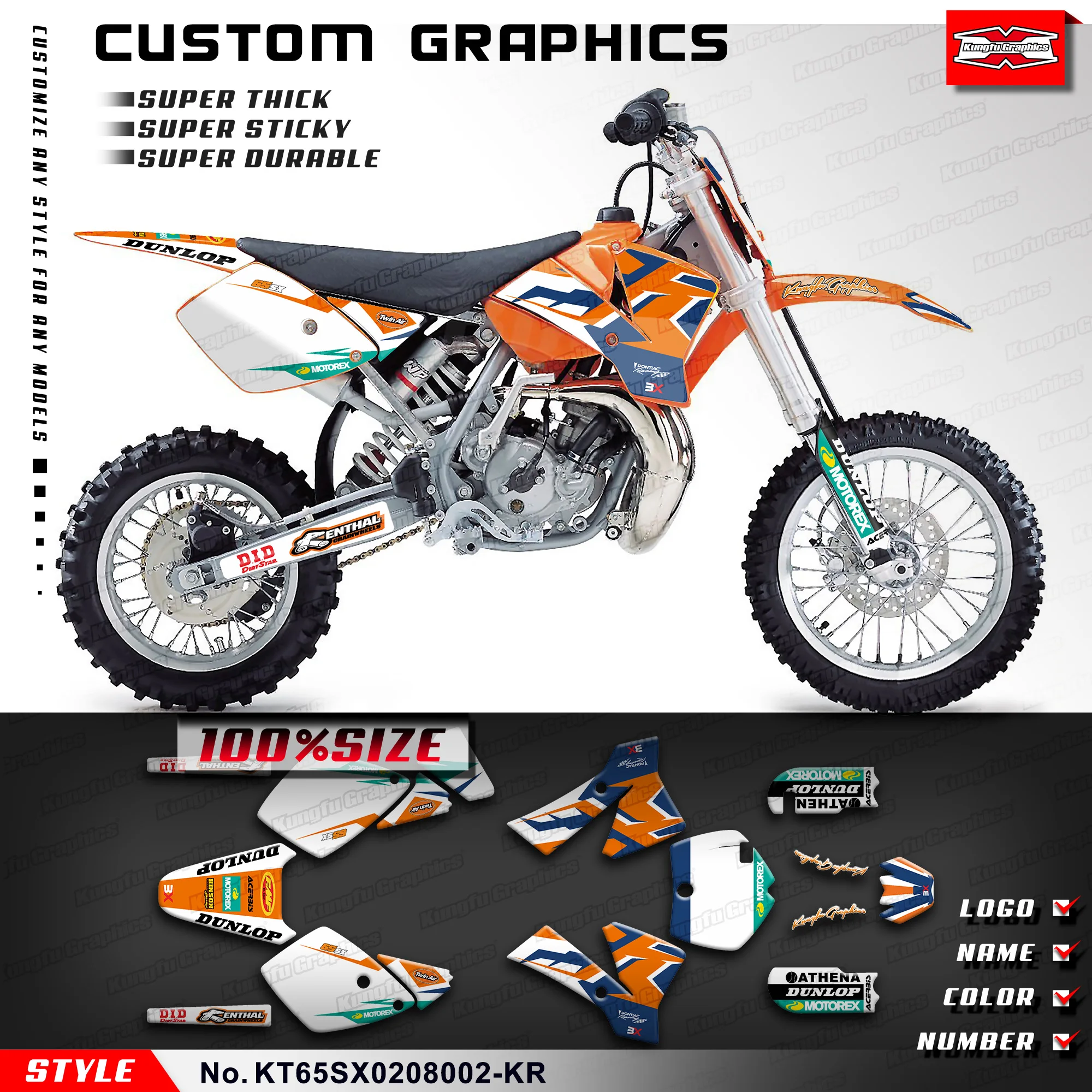 

Racing Sticker Skin Graphics for KTM SX 65 2002 2003 2004 2005 2006 2007 2008, KT65SX0208002-KR