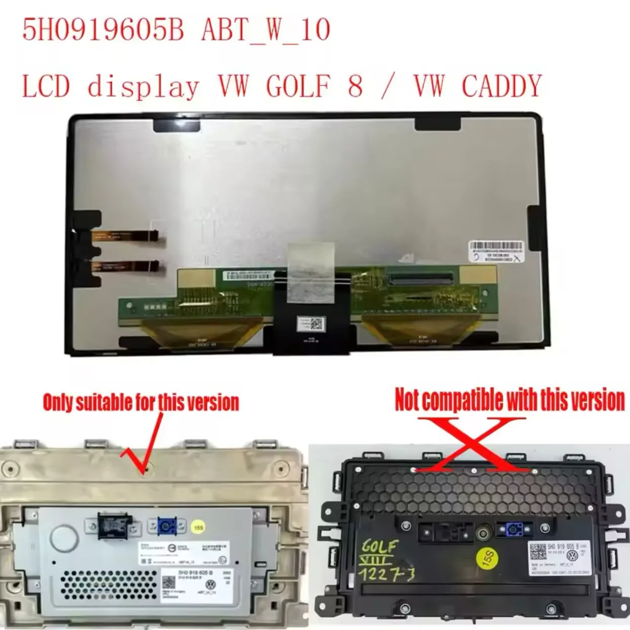 Replacement 10 inch LCD Display 5H0919605B for 2021 -2023 VW Discover PRO GOLF 8 MK8 MIB3 Touch Screen Digitizer Radio