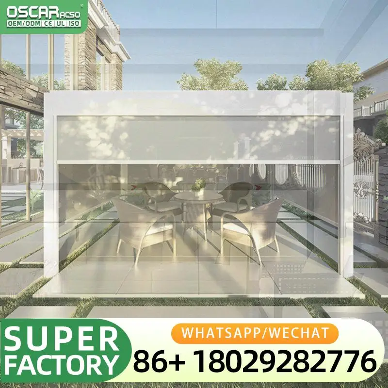 Modern Aluminium Pergola with Smart Louver Roof and Luxury Cover for Garden Patio Balcony Inspired by Nature Rolling Blind