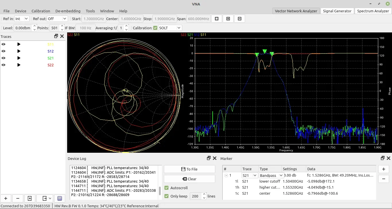 LibreVNA 100kHz - 6GHz USB based full 2-port vector network analyzer