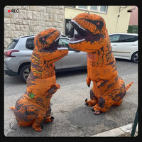 {In Stock} Inflatable Dino Suit Fancy Mascot Anime Halloween Party Cosplay Costumes for Adult Kids Brown Dinosaur Costume ged