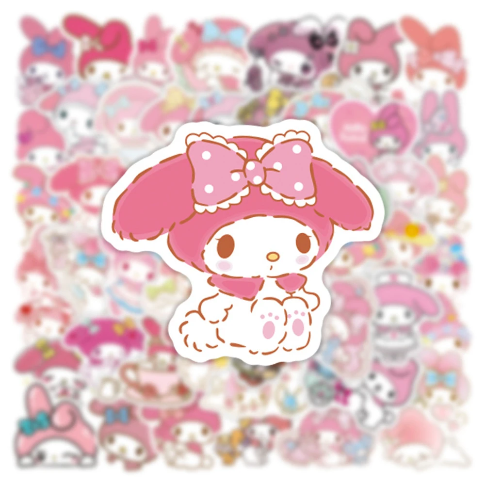 10/30/50pcs Kawaii Pink My Melody Anime Stickers Cute Sanrio Girls Decal Toy Phone Water Bottle Luggage Cartoon Graffiti Sticker