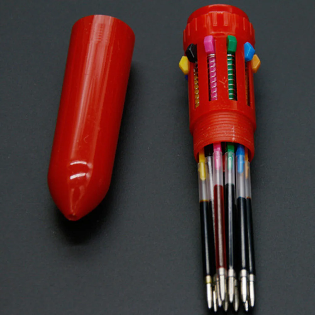 

12 Pcs Ballpoint Pen Multicolor Retractable Pens Ball-point Press 10 Colors Student