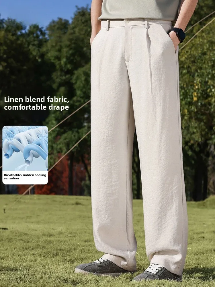 

Удобные и модные мужские брюки из льняной смеси прямого кроя, весна 2026, новый стиль SNOW FLYING, стильные для делового повседневного образа